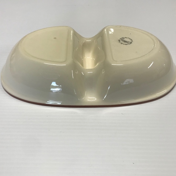 VINTAGE HAND-PAINTED VERNONWARE - HOMESPUN - 11 1/2" DIVIDED SERVING DISH - Picture 5 of 5